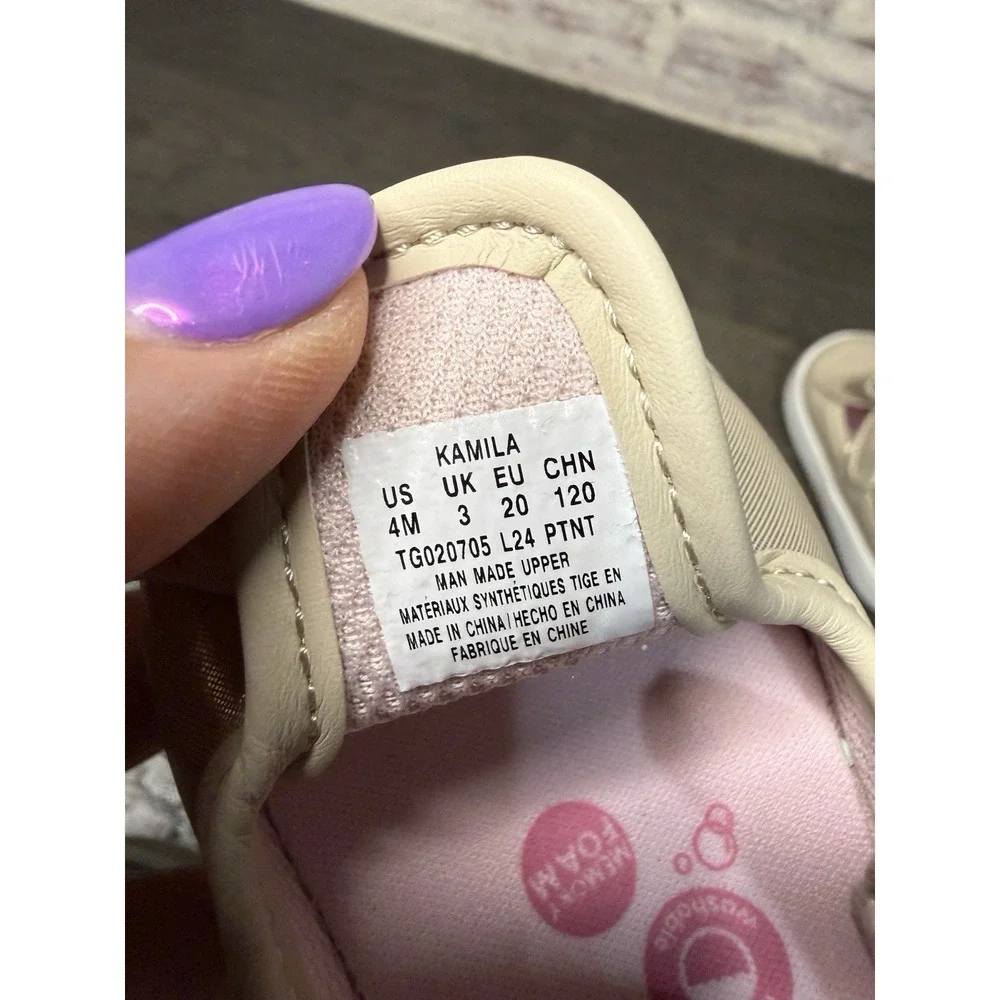 Stride Rite Kamila Gold Pink Bow Mary Jane Shoes 4M Toddler